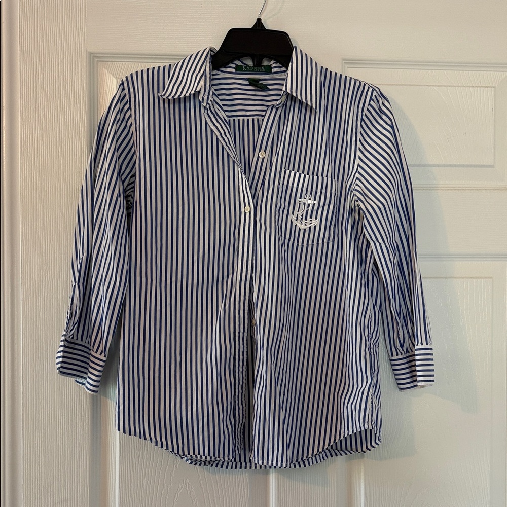 Ralph Lauren Blue and White Striped Shirt